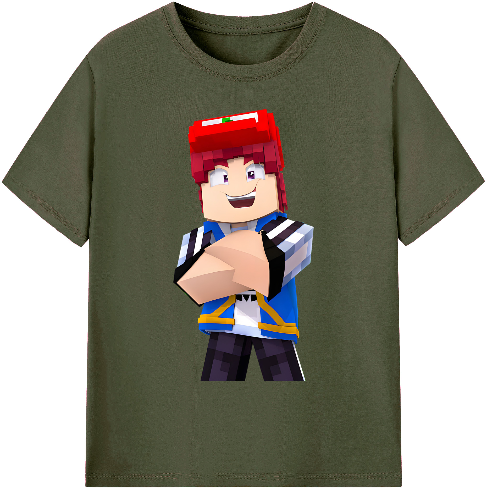 （画像用） マインクラフト ブロックの世界 Minecraft MC Block world 綿100％ メンズ半袖Tシャツ｜肌触りやわらか＆通気性